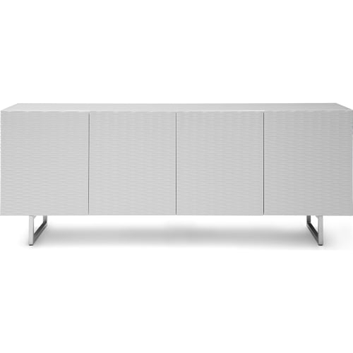 Wally Buffet in High Gloss White w/ Wave Doors & Pure Tempered White Glass Top